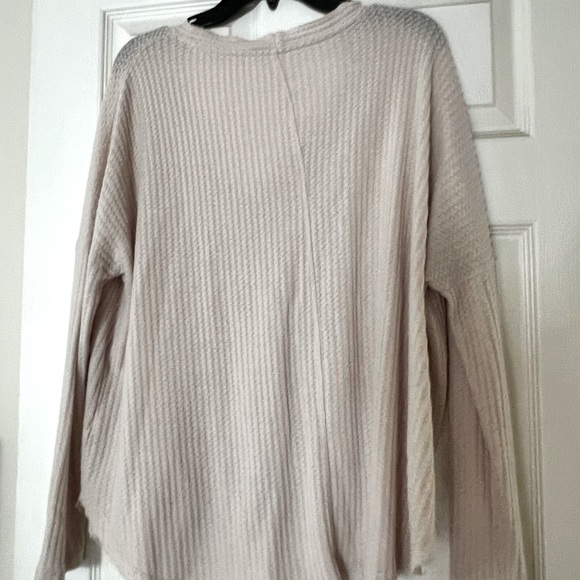 Cream Button-Up Waffle Shirt - Picture 2 of 3